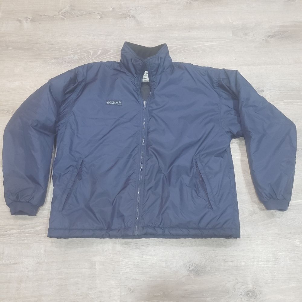 Columbia Long Sleeve Nylon Jacket‎ Model #SM5130 Mens Size Large Navy Blue